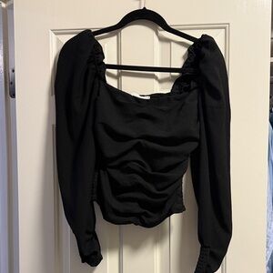 ASTR Ruched Puff Sleeve Women's Top